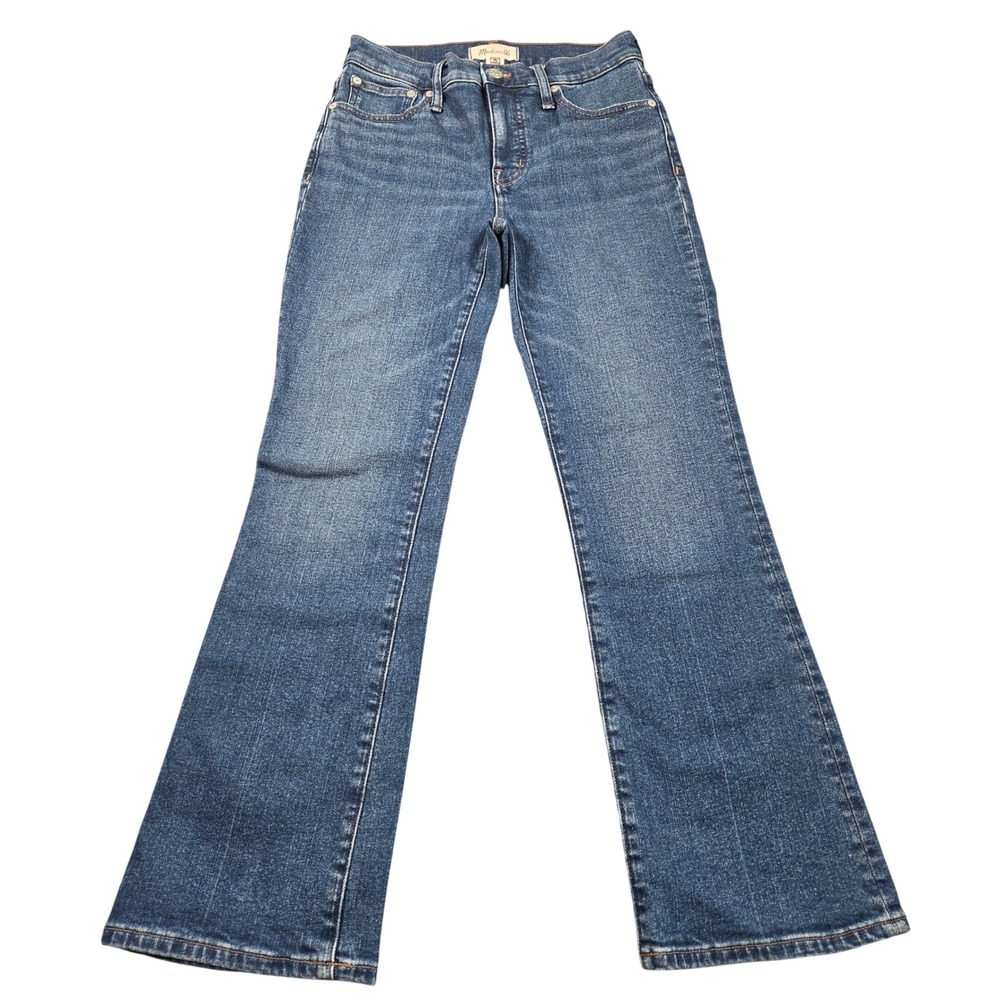 Madewell Mid-Rise Kick Out Jeans Womens 25 Blue Denim Flare Stretch